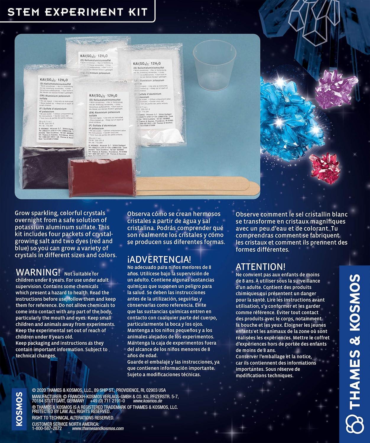imageThames ampamp Kosmos Crystal Growing STEM Experiment Kit  Grow Sparkling Colorful Crystals of Different Sizes  Learn About Crystallization 3Language Instruction Manual English French Spanish