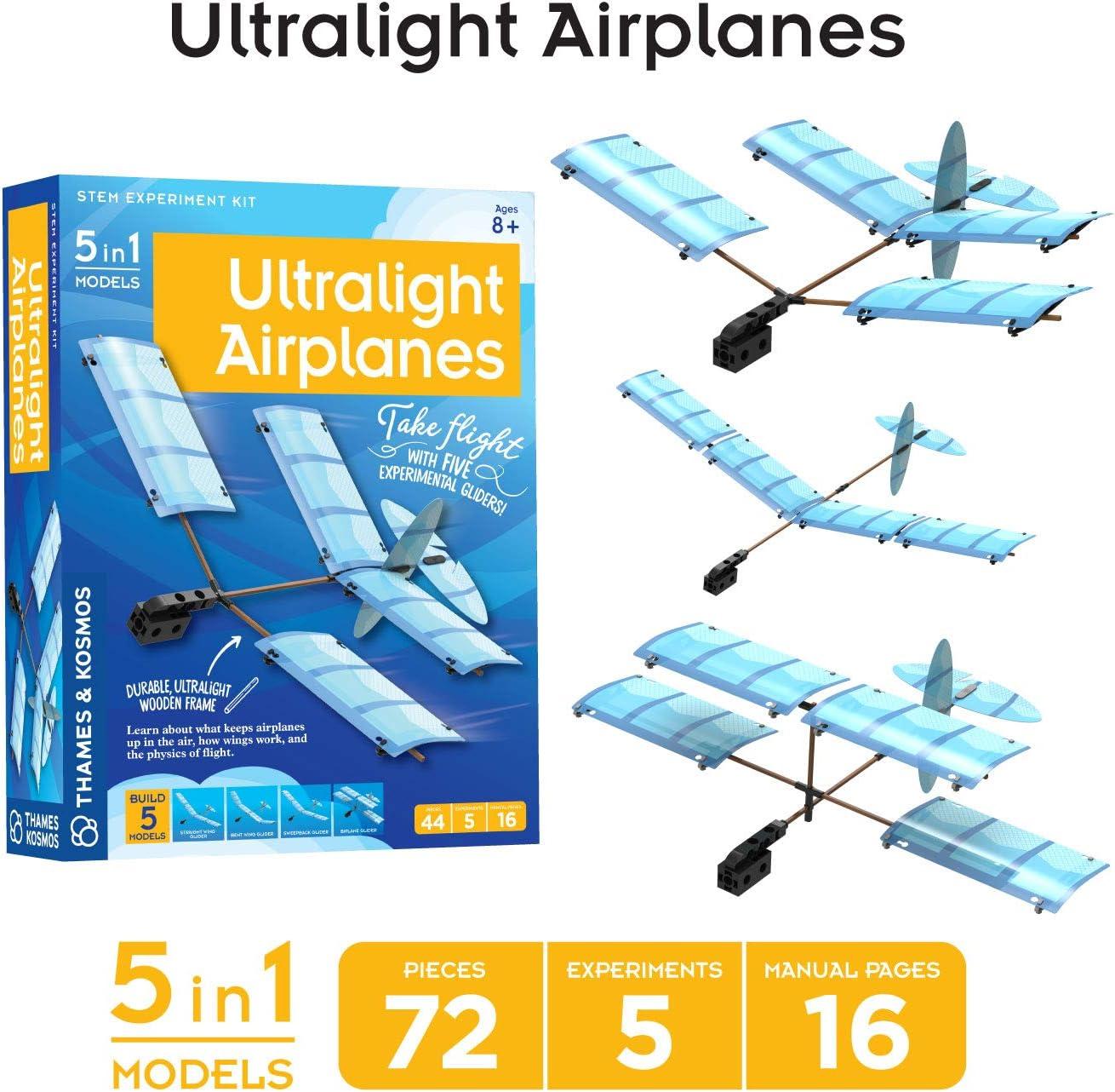 imageThames ampamp Kosmos Fun Educational Engineering 3Pack Bundle Ultralight Airplanes Rubber Band Racers SolarPowered Rovers Learn About The Physics of Flight Energy Conversion ampamp Solar Energy