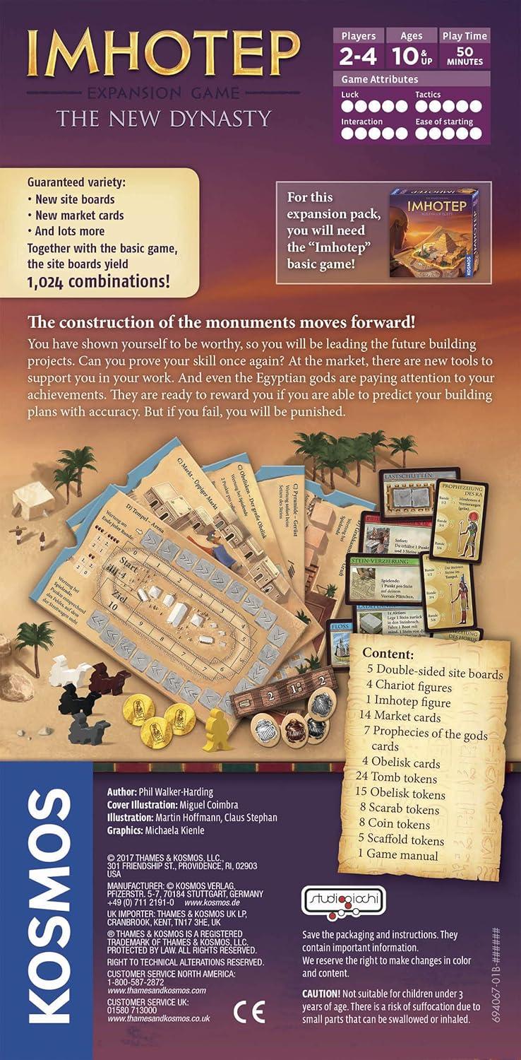 imageThames ampamp Kosmos Imhotep A New Dynasty Expansion Pack for Award Winning Family Board Game by Kosmos  24 Players  Ages 10 Bronze
