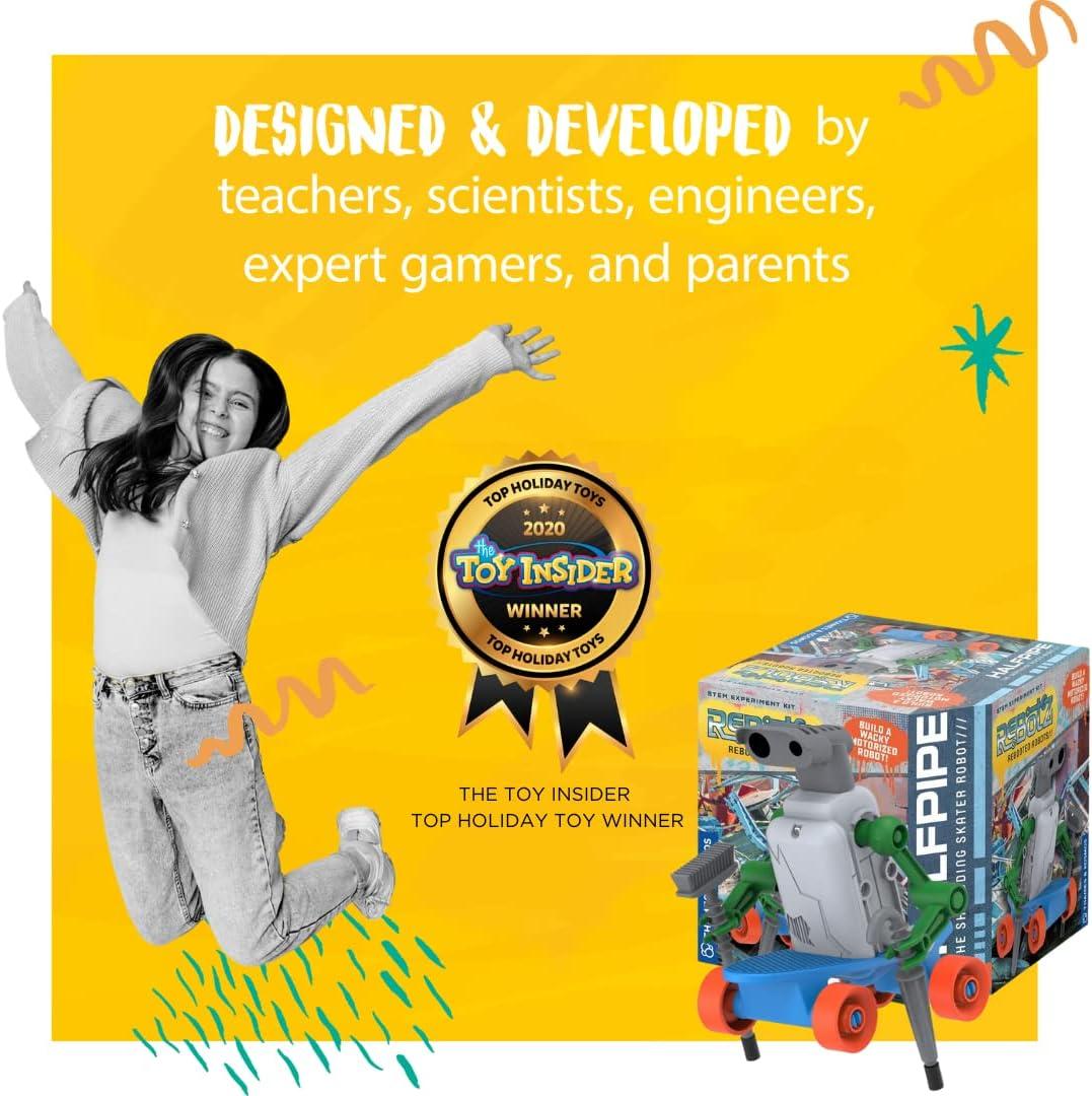 imageThames ampamp Kosmos ReBotz Pogo  The Jammin Jumping Robot  Build a Wacky Motorized Robot  Collect All 4  Combine to Make New Robotic Creations  Great Stocking Stuffer Easter Basket GoodieHalfpipe  The Shredding Skater Robot