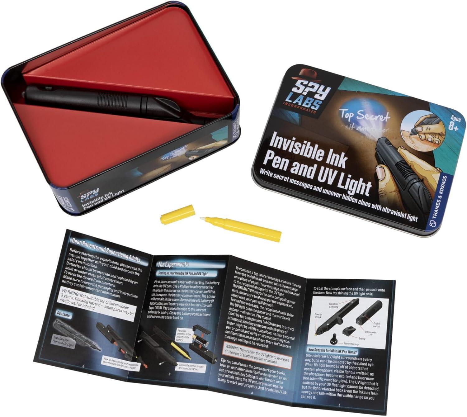 imageThames ampamp Kosmos Spy Labs Inc Invisible Ink Pen and UV Light Exchange Top Secret Info Securely  Essential Tools and Tricks of The Trade from The Detective Gear Experts for Young Investigators