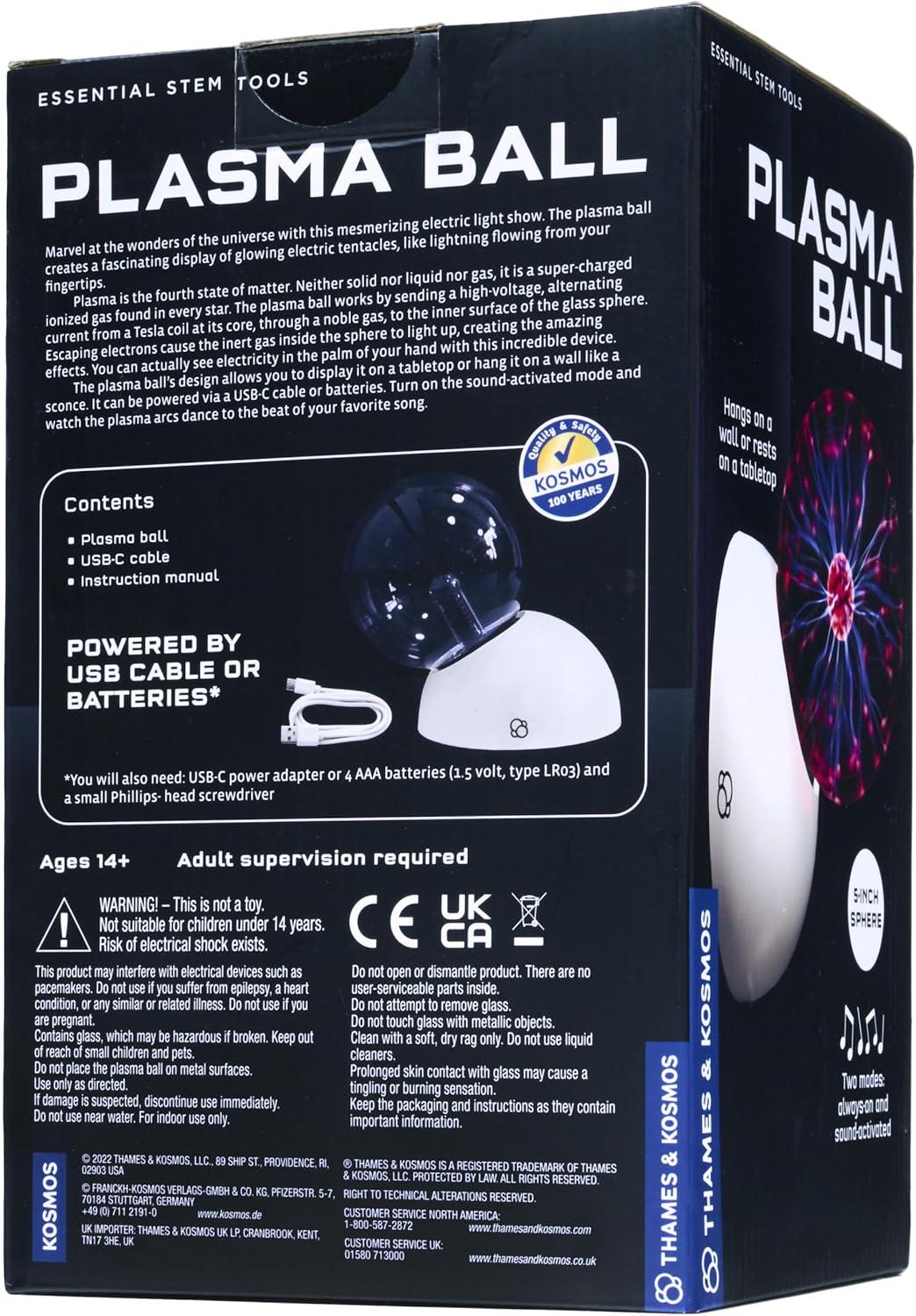 imageThames ampamp Kosmos The Plasma Ball Essential STEM Tool  Classic Scientific Device Fresh 5inch Glass Sphere Interactive Electric Light Show  Explore Electricity Matter Energy Small