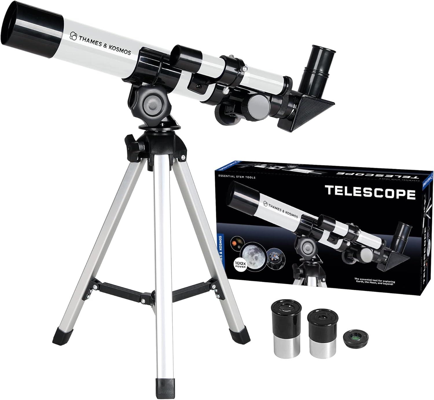 imageThe Thames ampamp Kosmos Telescope Essential STEM Tool  Childrens Refractor Telescope with 100x Magnification ampamp Builtin Compass  Classic Scientific Device for Astronomical ampamp Terrestrial Observations