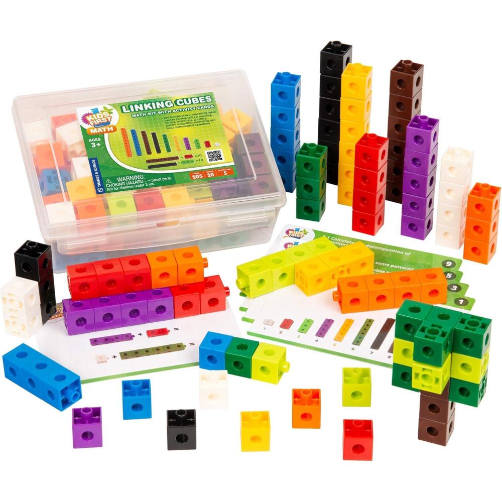 imageKids First Math 100 Linking Cubes Math Kit wActivity Cards  Develop Skills in Counting Sorting Sequencing Graphing Measuring  Visual Handson Math for atHome or Classroom Learning Ages 3