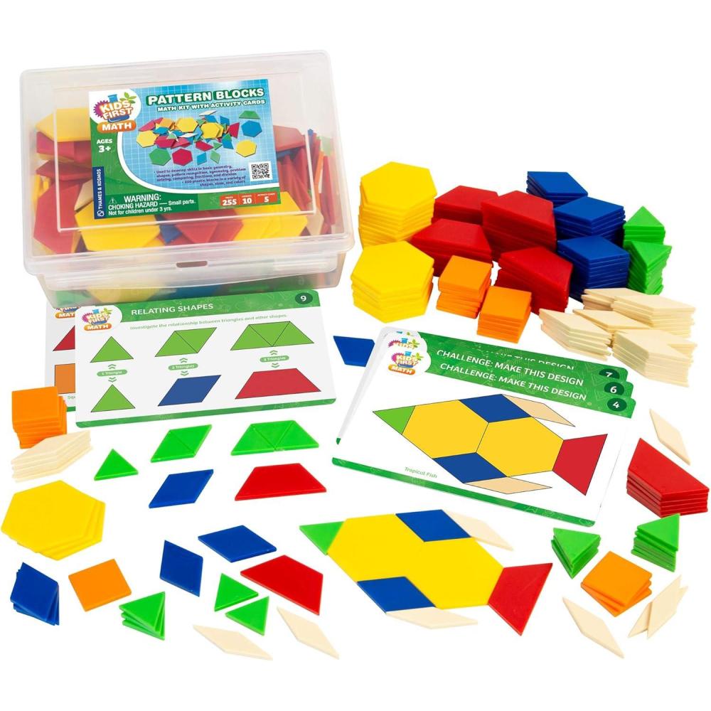 imageKids First Math Pattern Blocks Math Kit wActivity Cards  250 Colorful Plastic Geometric Blocks  Explore Geometry Shapes Division Fractions ampamp More  atHome or Classroom Learning Ages 3