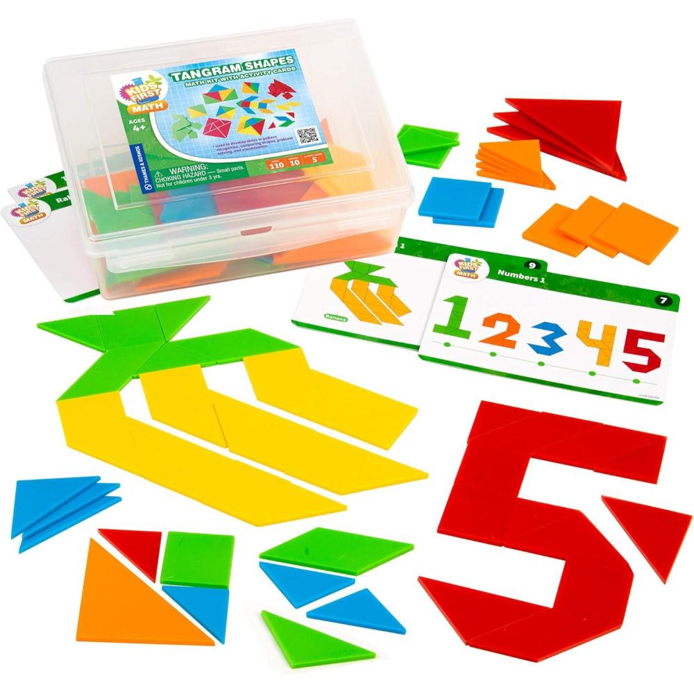 imageKids First Math Tangram Shapes Math Kit wActivity Cards  105 Colorful Plastic Geometric Shapes  Explore Geometry Shapes Matching  Visual Handson Math for AtHome or Classroom Learning Ages 4