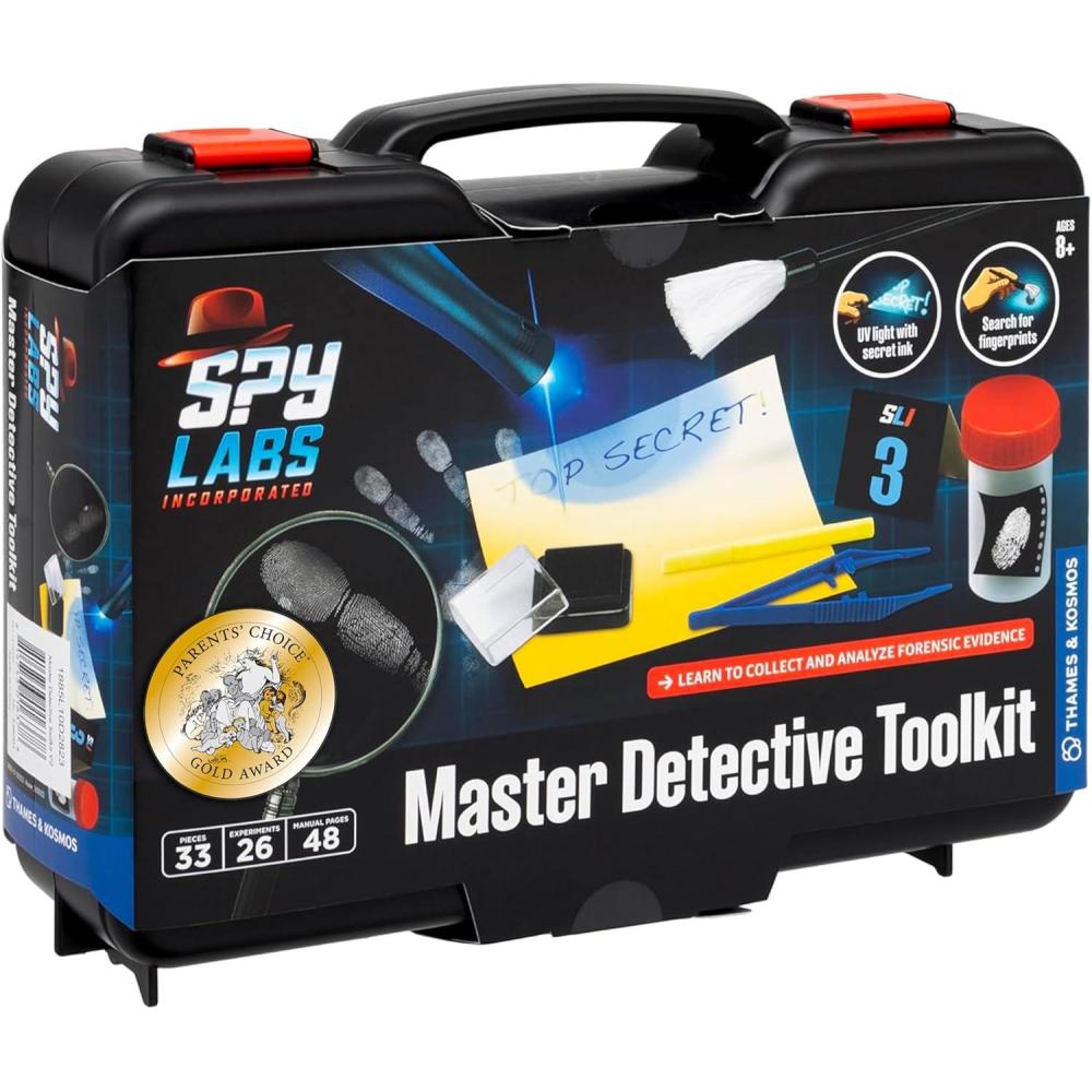 imageSpy Labs Master Detective Toolkit V2  Forensic Science Kit  Gather ampamp Document Evidence Play  Fingerprints Footprints Tire Tracks  32Page Experiment StorybookMaster Detective Toolkit Version 2