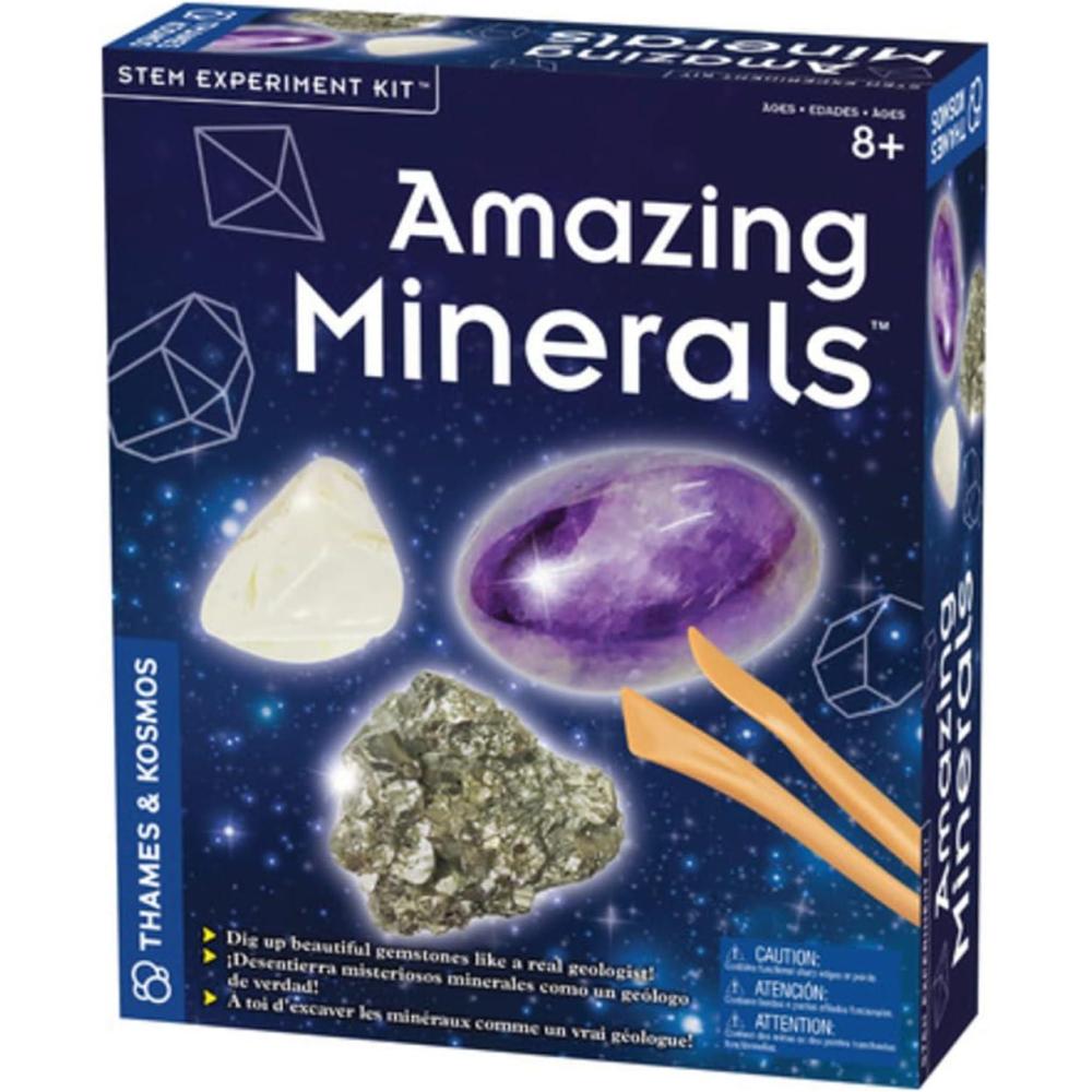 imageThames ampamp Kosmos Amazing Minerals STEM Experiment Kit  Excavate 3 Real Mineral Specimens  Explore Crystals Rocks ampamp Minerals  3Language Instruction Manual English French Spanish