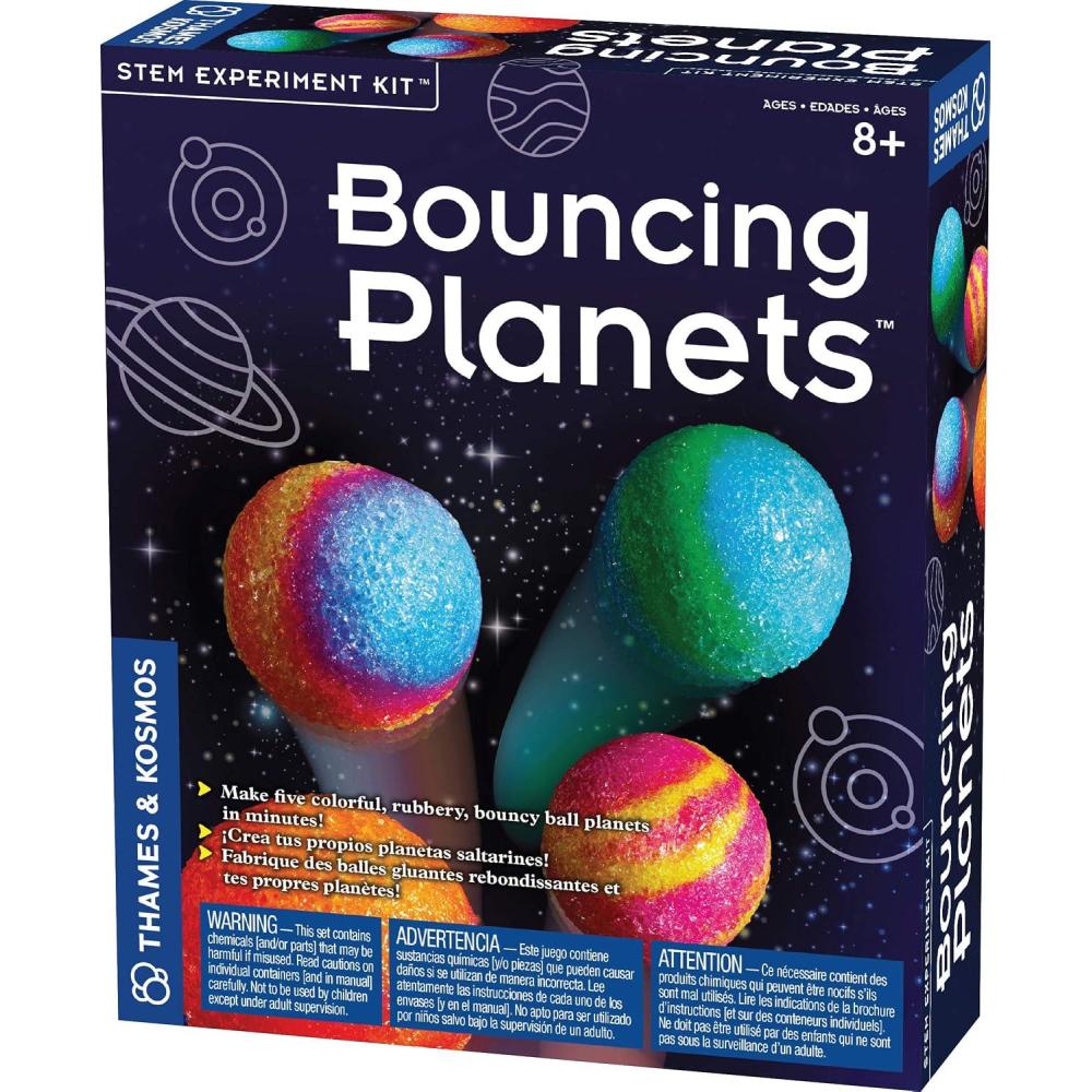 imageThames ampamp Kosmos Bouncing Planets STEM Experiment Kit  Make Your Own Rubbery Colorful Planet Models  Explore Elasticity and Polymers 3Language Instruction Manual English French Spanish