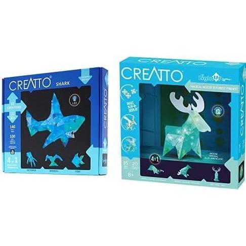 imageThames ampamp Kosmos Creatto LightUp 3D Puzzles 2Pack Bundle  Shimmer Shark ampamp Magical Moose  Make Your Own Illuminated Craft Creations  DIY Activity Kit ampamp LED Lights