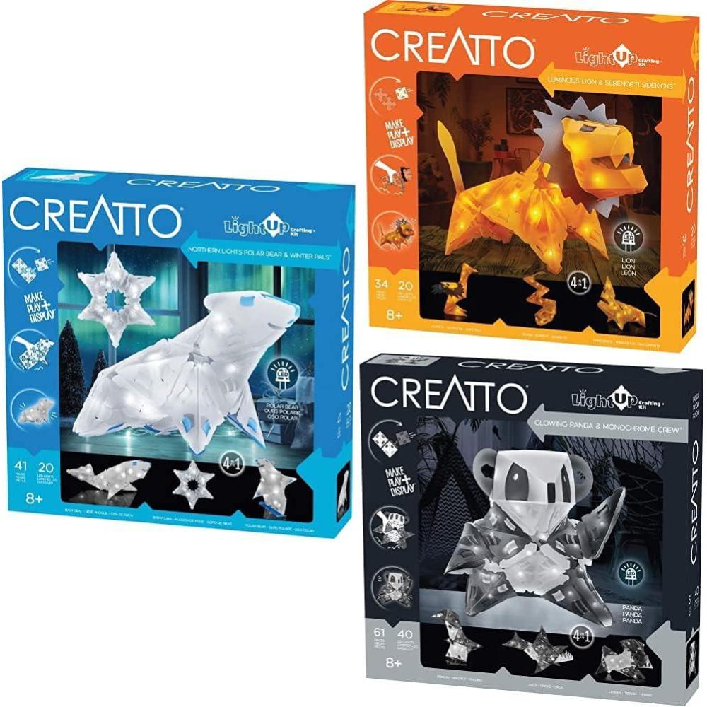 imageThames ampamp Kosmos Creatto LightUp 3D Puzzles 3Pack Bundle  Northern Lights Polar Bear Luminous Lion and Glowing Panda