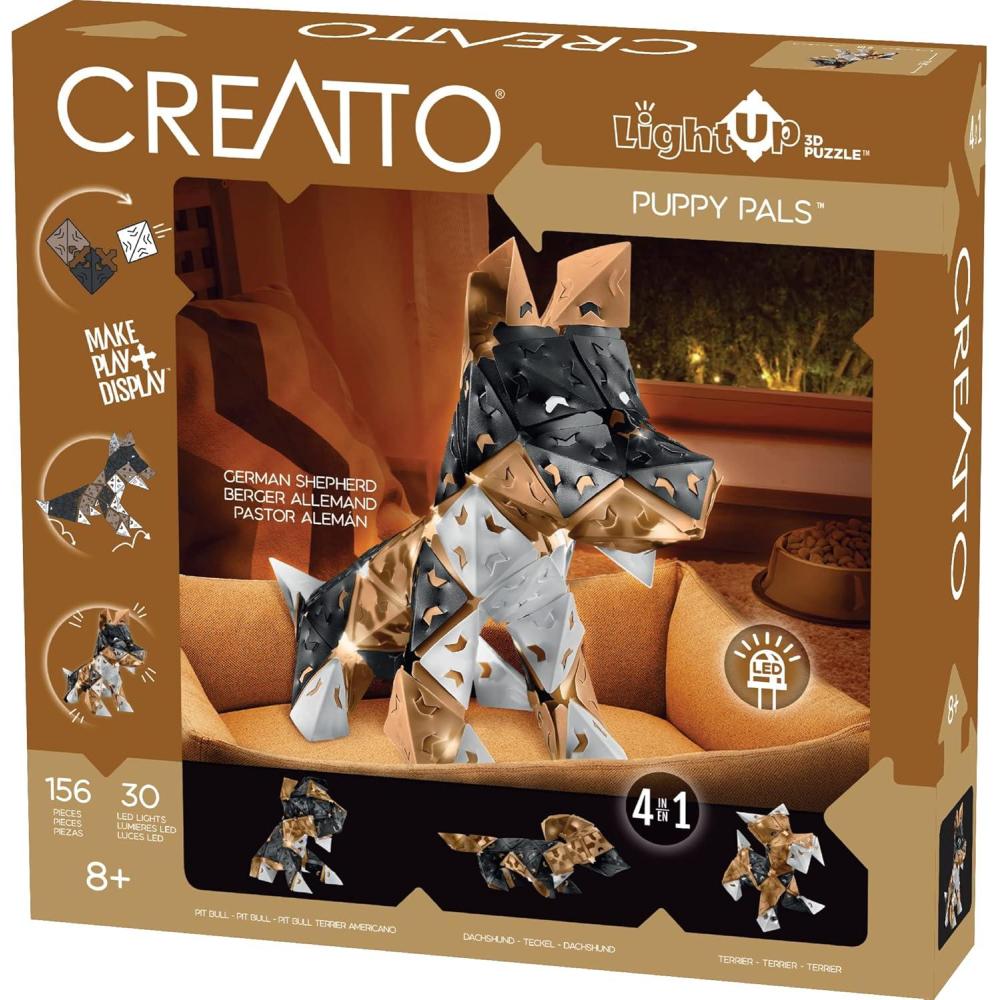 imageThames ampamp Kosmos Creatto Puppy Pals LightUp 3D Puzzle Kit  Includes Creatto Puzzle Pieces to Make Your Own Illuminated Craft Creations  DIY Activity Kit ampamp LED Lights