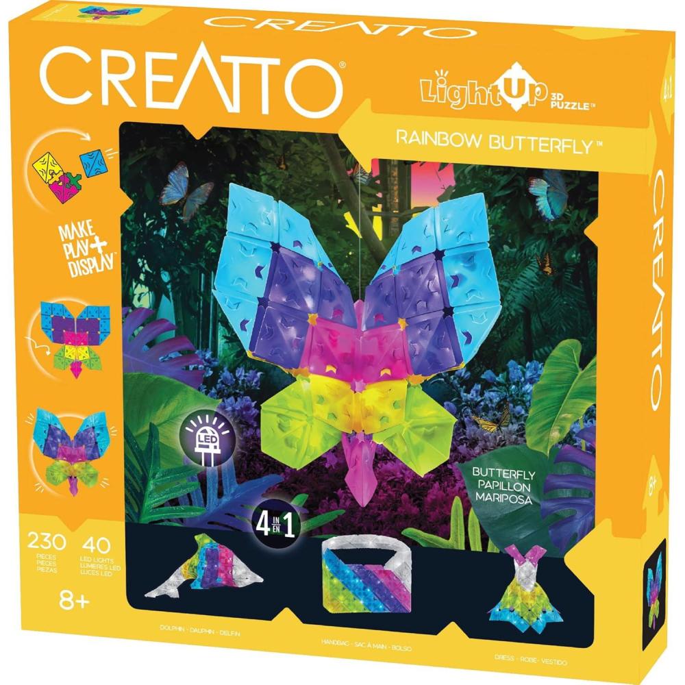 imageThames ampamp Kosmos Creatto Rainbow Butterfly LightUp 3D Puzzle Kit  Includes Creatto Puzzle Pieces to Make Your Own Illuminated Craft Creations  DIY Activity Kit ampamp LED Lights