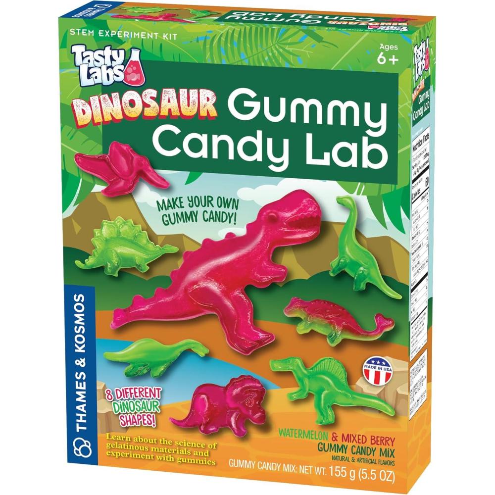 imageThames ampamp Kosmos Dinosaur Gummy Candy Lab Tasty Labs STEM Experiment Kit Make Your Own DinosaurShaped Gummies Explore Chemistry in Cooking Safe to Eat Ages 6 Made in USA