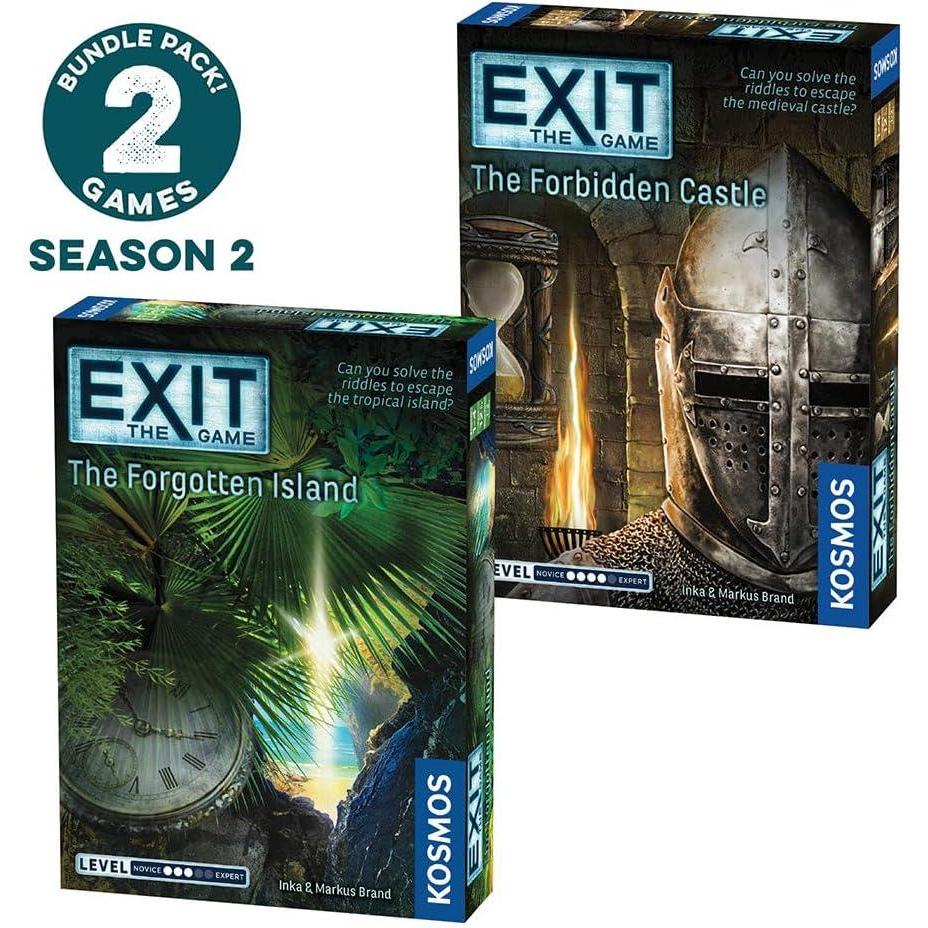 imageThames ampamp Kosmos EXIT The Game 2Pack Escape Room Bundle  Season 2  Forgotten Island  Forbidden Castle  FamilyFriendly Cooperative Game  atHome Escape Room  1 to 4 Players  Ages 12