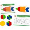 Kids First Math: Pattern Blocks Math Kit w/Activity Cards | 250 Colorful Plastic Geometric Blocks | Explore Geometry, Shapes, Division, Fractions & More | at-Home or Classroom Learning, Ages 3+