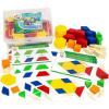 Kids First Math: Pattern Blocks Math Kit w/Activity Cards | 250 Colorful Plastic Geometric Blocks | Explore Geometry, Shapes, Division, Fractions & More | at-Home or Classroom Learning, Ages 3+