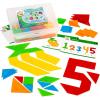 Kids First Math: Tangram Shapes Math Kit w/Activity Cards | 105 Colorful Plastic Geometric Shapes | Explore Geometry, Shapes, Matching | Visual Hands-on Math for At-Home or Classroom Learning, Ages 4+