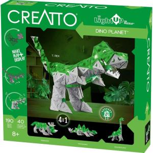 Thames & Kosmos Creatto Dino Planet Light-Up 3D Puzzle Kit | Includes Creatto Puzzle Pieces to Make Your Own Illuminated Craft Creations | DIY Activity Kit & LED Lights
