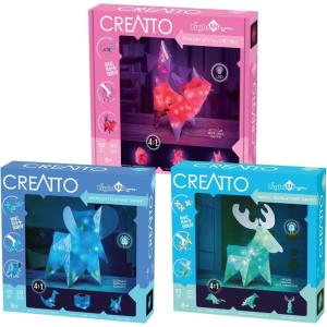 Thames & Kosmos Creatto Light-Up DIY Crafting Kits 3-Pack Bundle | Moonlight Elephant, Magical Moose & Starlight Kitty | Make Illuminated 3D Crafts, Decor & Lamp | Activity Kit with LED Lights