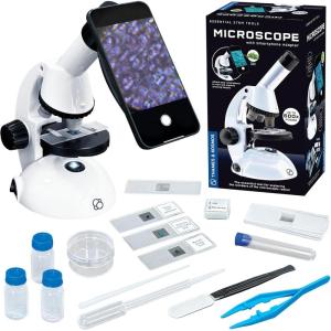 The Thames & Kosmos Microscope Essential STEM Tool with Smartphone Adapter to Capture & View Microscopic Images, Entry-Level Student Science Device, 60x to 600x Magnification & 45 Accessories