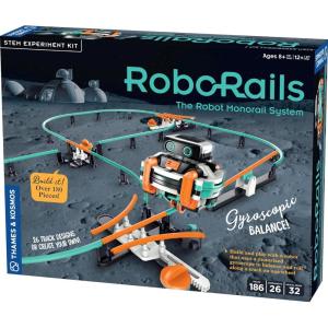 Thames & Kosmos RoboRails STEM Kit, Toy of The Year Winner, Build a Robot Monorail System w/Splitters, Cross Switch, Seesaw Mechanism, Modern-Day Model Train Set, Explore Physics, Gyroscopic Forces