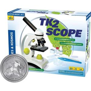 Thames & Kosmos TK2 Scope Biology and Durable Metal Microscope Set with Glass Optics, 25 Experiments and 48 Page Full Color Lab Manual, Professional Student Quality (636815)