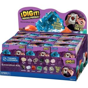 Thames & Kosmos I Dig It! Rocks & Fossils Excavation Gift Set | 18 Dig-Out Kits in Individual Gift Boxes, Great for Party Favors, Stocking Stuffers, Easter Baskets, Ages 5+