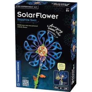 Thames & Kosmos SolarFlower Sapphire Swirl STEM Kit | Build a Motorized Solar-Powered Flower with Spinning, Colorful Petals, Educational Gift for Kids Ages 8+, Adults