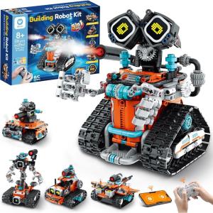 Sillbird Technic Robot pour Enfants Garçons de 8 à 13 Ans, Jouet de Construction 5 en 1 avec Application Programmable, Cadeau d’Anniversaire ou de Noël (596 Pièces)(Orange)