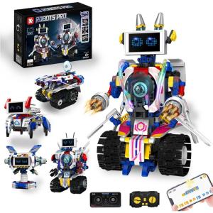Technic Robot Télécommandé pour Enfants, 6 en 1 Programmable Roboticset avec LED, App et Télécommande, STEM Ensemble Technique Robot Jouet Cadeau Créatif pour Garçons et Filles