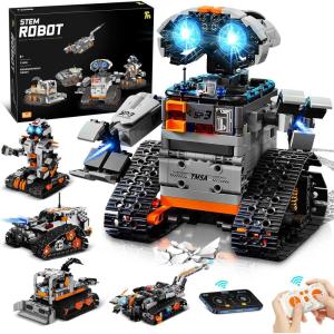 Technic Robot pour Enfants, 5-en-1 Technic Robot Programmable avec Application et Télécommande, Roboticset Télécommandé Idées Cadeaux pour Garçons de 6 à 12 Ans (Jaune)(Gris)