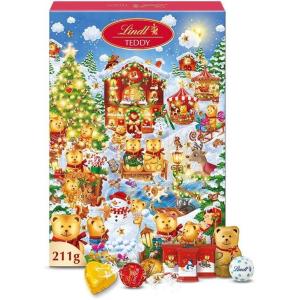 Lindt – Calendrier de l&rsquo;Avent TEDDY – Assortiment de Chocolats au Lait et Blancs – Idéal pour Noël, 211g(Teddy Moyen)