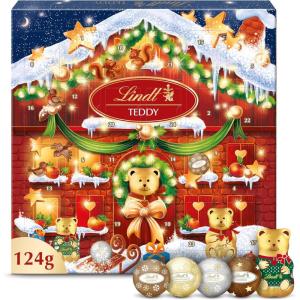 Lindt – Calendrier de l&rsquo;Avent TEDDY – Assortiment de Chocolats au Lait et Blancs – Idéal pour Noël, 211g(Teddy Petit)