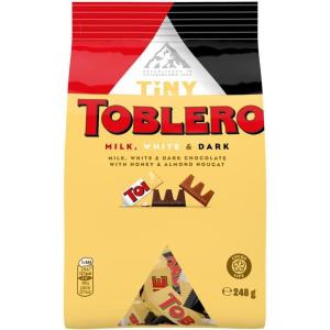 TOBLERONE – 1 Calendrier de l&rsquo;Avent – Assortiment Festif de Chocolats – 4 Recettes : Chocolat au Lait, Lait Amandes Caramélisées, Blanc, Noir – Idée Cadeau Noël – 1 Calendrier de 200 g(Sachet)
