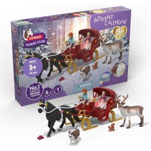 schleich Horse Club | Grand Calendrier de l’Avent 2025 – Balade en traîneau de Noël 99179 | avec Hannah, Sofia, traîneau, Renne et Accessoires | idée Cadeau | Jouet équestre dès 5 Ans | 31 pièces