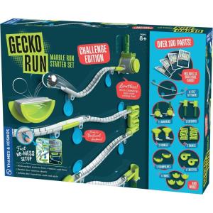 Gecko Run Marble Run Challenge Edition par Thames & Kosmos | Course en marbre Verticale avec Pistes Flexibles, Configuration sans désordre | Cartes de défi pour Un Jeu de Conception d&rsquo;ingénierie en