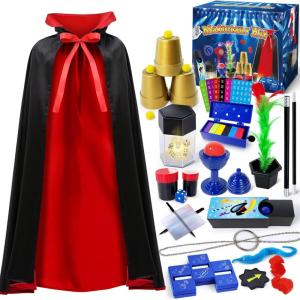 Kit de Magie, Set de Magie avec Costume de Magicien pour Enfants 6-8 Ans, Tours de Magie pour Enfants 6 7 8 9 10 11 12 Ans