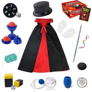 Kit de Magie pour Enfants, Jeux de Tours de Coffret Magie Costume de Rôle Magique pour Filles et Garçons, Tours de Magie Faciles pour Les Débutants Apprendre , Professionnels