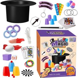 Kit de magie pour débutants pour – Ensemble d&rsquo;illusion facile à apprendre, collection complète d&rsquo;astuces de performance, comprend un guide vidéo tutoriel | Pour 6 7 8 9 10 11 12 ans Garçons Fi