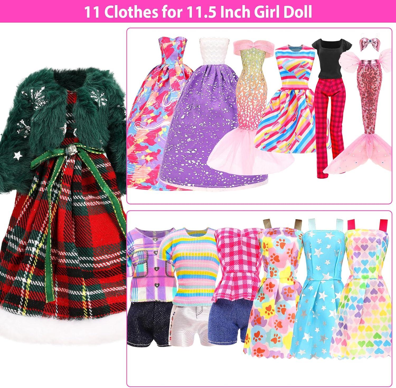image2025 Calendrier de lAvent Calendrier de Compte Rebours de Nol Surprise Y Comprise 54 Pcs Vtements ampamp Accessoires de Poupe Robes Tenues Chaussures de Poupe etc Calendrier du Festival de Nol