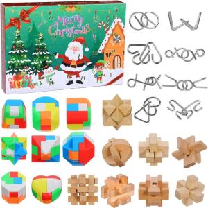 Christmas Advent Calendrier de l&rsquo;avent 2025, Calendrier de l&rsquo;Avent Casse Tete en Bois et en Métal Puzzle pour Adulte Enfant, Calendriers de Noël 24 jours pour Filles Garçons Adolescents (Style 2)(Style 1)