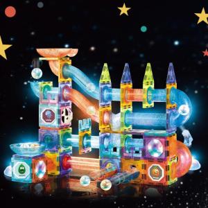 Jeu de Construction Magnétique 144 Pièces avec LED & Circuit Billes – Jouet Éducatif STEM/Montessori pour Enfants 5 Ans+,Cadeaux Créatif pour Garçons et Filles