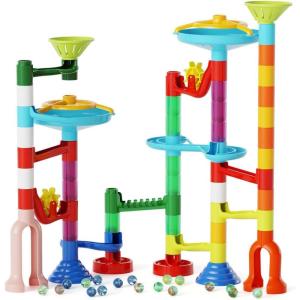MaxTronic 110Pièces Marble Run Circuits de Billes Créatifs Labyrinthe Billes Jeu de Construction Jouet Intellectuel Educatifs Montessori Jouet d&rsquo;apprentissage Cadeaux pour Enfant 3 Ans+ Fille Garçon(110 pcs)