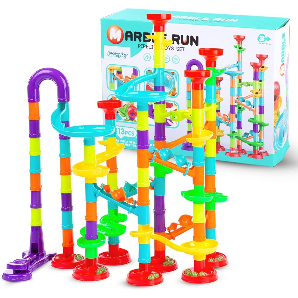 imageKit de construction de circuit  billes  113 pices avec rampe de dmarrage et 30 billes en verre  Jeu ducatif menthe  partir de 3 ans  Construction crative en ABS robuste