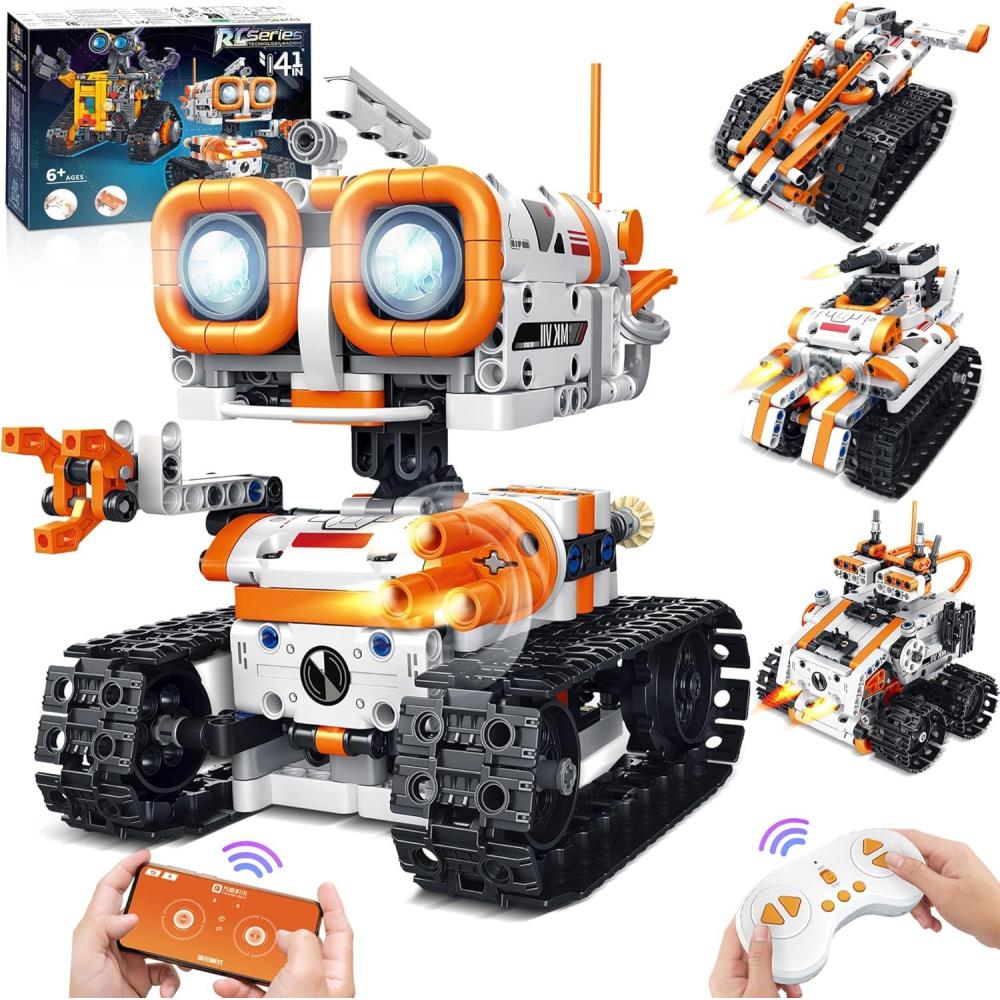 imageRobot Enfant 5 6 7 8 9 10 11 12 Ans Garcon 4 en1 Robot Telecommande Garcon Robot Jouet Mech Dinosaure Jouet de Construction programmable Cadeau danniversaire Cadeau De NoLOrange 36