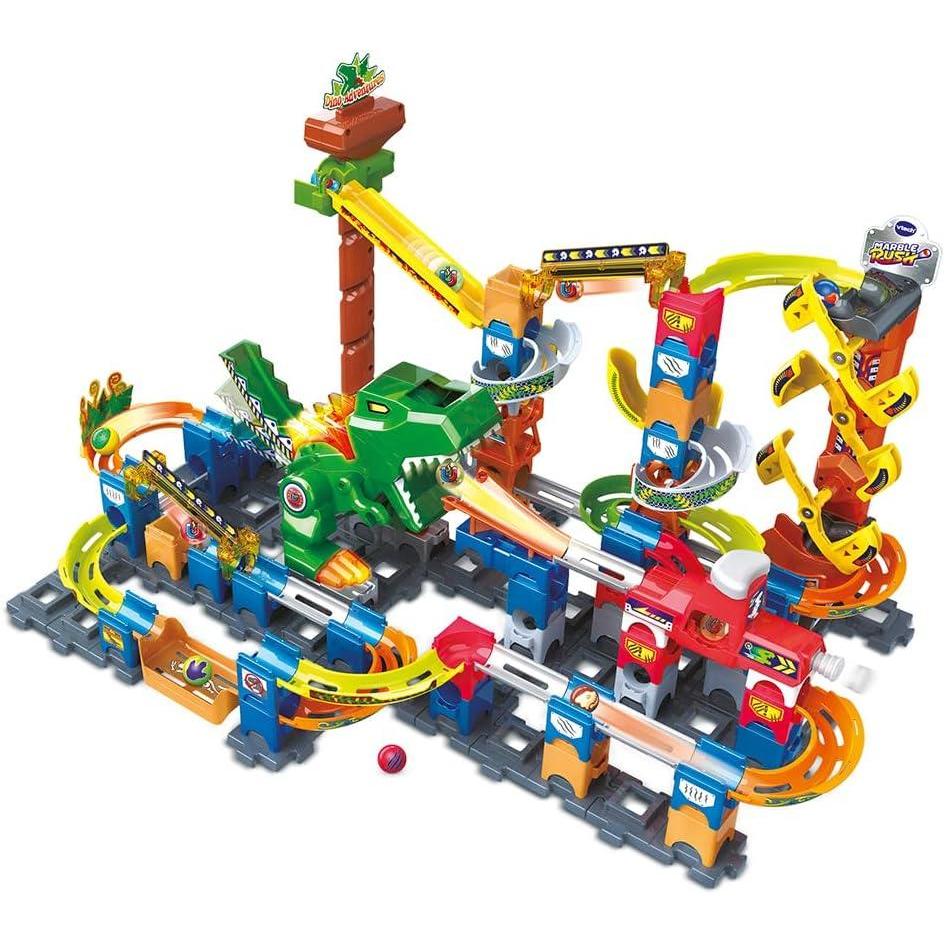 imageVTech  Marble Rush Circuit  Billes lectronique Dino Adventure Magnetic Set XL400E Jeu de Construction Magntique Dinosaure 100 Pices 10 Billes Cadeau Enfant Ds 4 Ans  Contenu en Franais