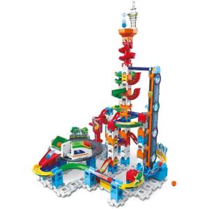 VTech – Marble Rush, Circuit à Billes Électronique Super Sky Tower Set XL300E, Jeu de Construction, 143 Pièces, 10 Billes, Cadeau Enfant Dès 4 Ans – Contenu en Français(Super Sky Tower Set XL300E)