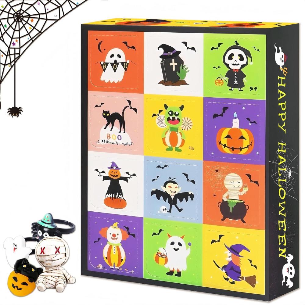 imageCalendrier de Lavent pour Halloween 24 Jours de Surprise 2025 MiniFigurine en Vinyle  Collectionners Figurines et Accessoires Exclusifs Bote MystreIde de Cadeau Jouet Enfant 3 Ans et  BB