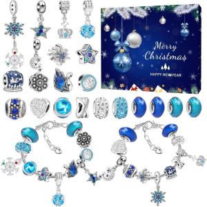 Calendrier de l&rsquo;Avent 2025 Bijoux, 24 surprises Calendrier de Noël Bijoux Cadeau pour enfants et adolescentes, cadeaux de Noël et d&rsquo;anniversaire Cadeau surprise(Blue)